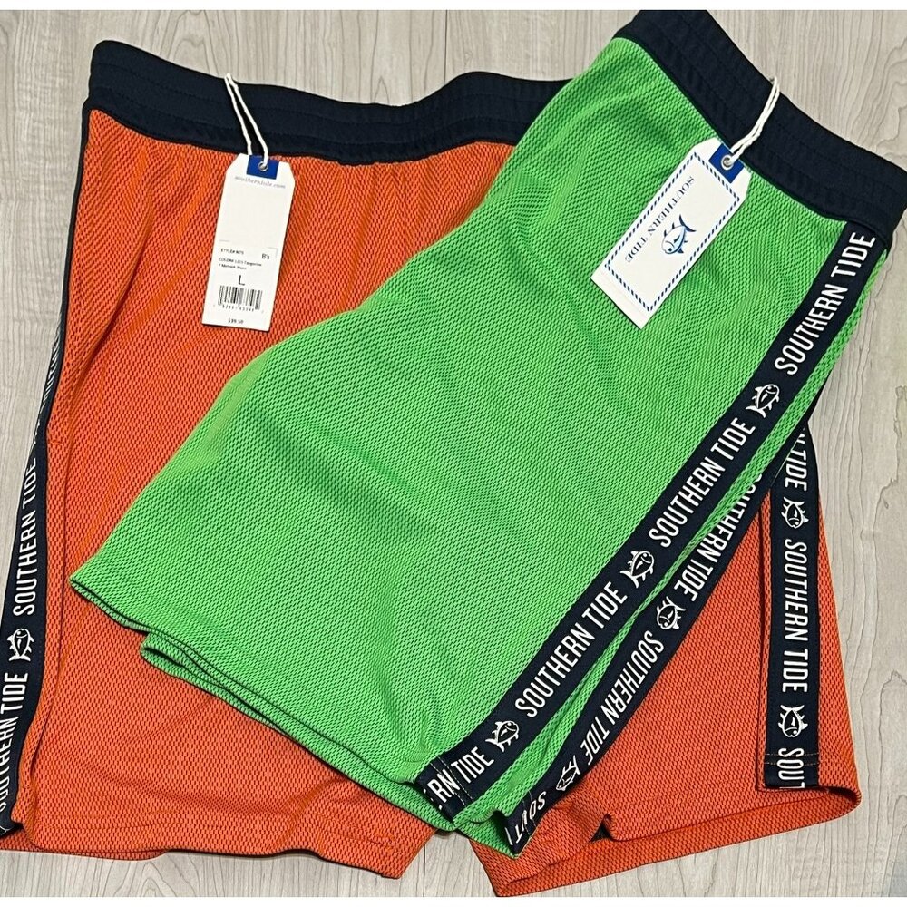 Southern Tide lot 2 mesh Melink shorts Green Orange YL 12 14 slipjack fish NWT